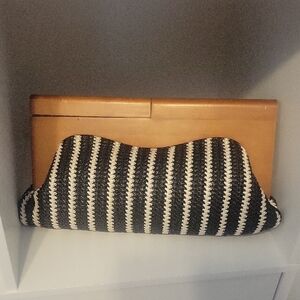 Urban Expressions Eco Aesthetic Vegan Elegant Black and White Striped Clutch